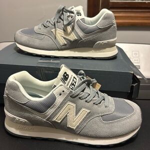 New Balance 574 Gray and White Sneakers